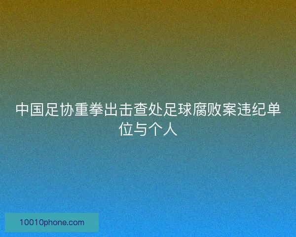 中国足协重拳出击查处足球腐败案违纪单位与个人